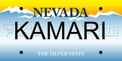 KAMARI Nevada License Plate