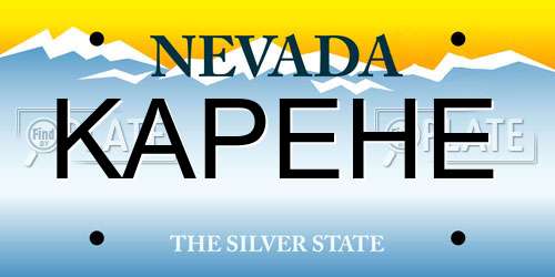 KAPEHE Nevada License Plate