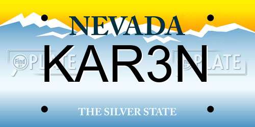 KAR3N Nevada License Plate