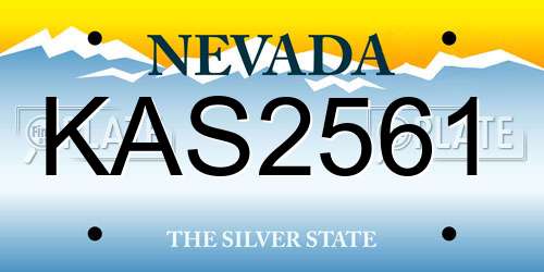 KAS2561 Nevada License Plate