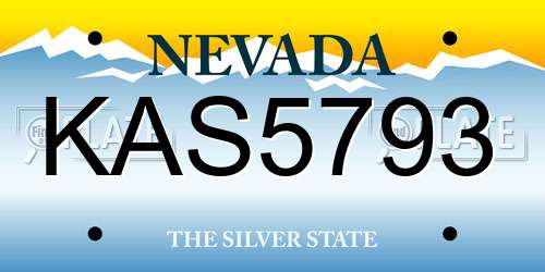 KAS5793 Nevada License Plate