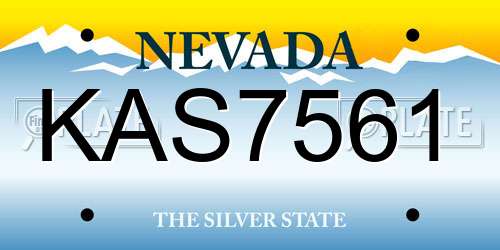 KAS7561 Nevada License Plate