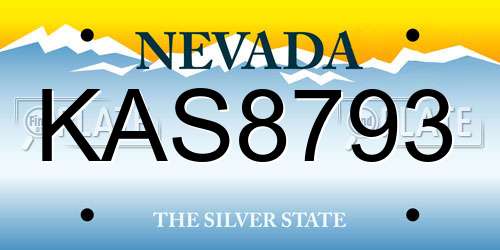 KAS8793 Nevada License Plate