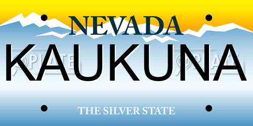 KAUKUNA Nevada License Plate
