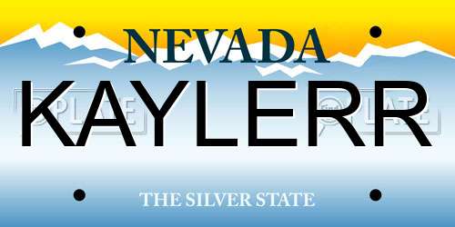 KAYLERR Nevada License Plate