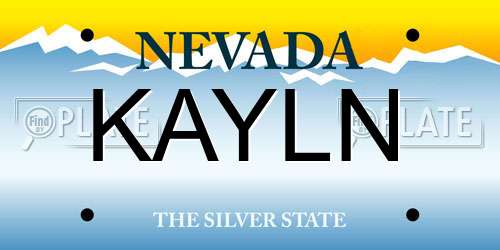 KAYLN Nevada License Plate