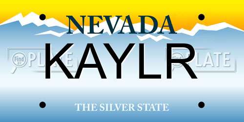 KAYLR Nevada License Plate