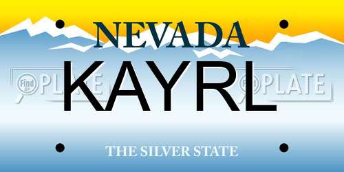 KAYRL Nevada License Plate
