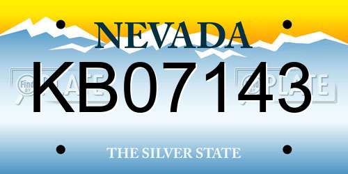 KB07143 Nevada License Plate