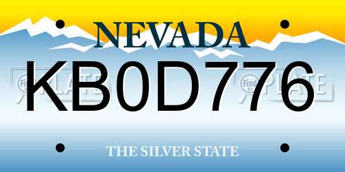 KB0D776 Nevada License Plate