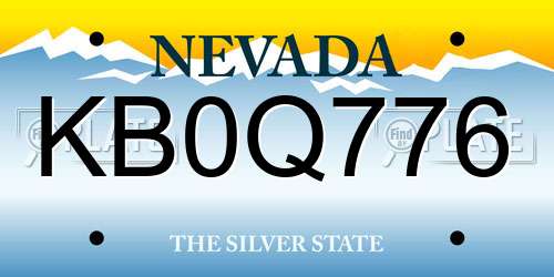 KB0Q776 Nevada License Plate