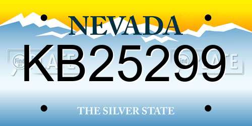 KB25299 Nevada License Plate