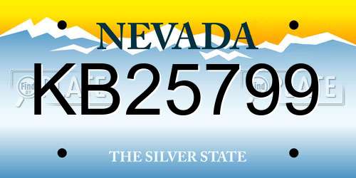 KB25799 Nevada License Plate
