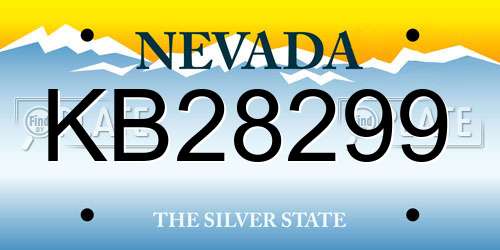 KB28299 Nevada License Plate