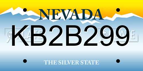 KB2B299 Nevada License Plate