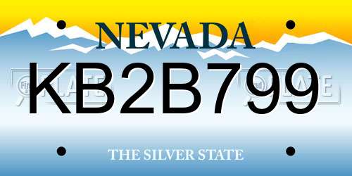KB2B799 Nevada License Plate