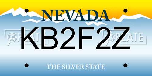 KB2F2Z Nevada License Plate