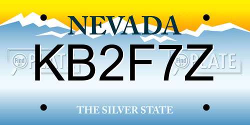 KB2F7Z Nevada License Plate