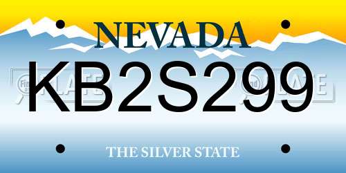 KB2S299 Nevada License Plate
