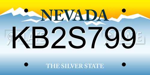 KB2S799 Nevada License Plate