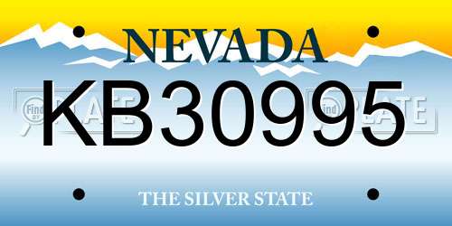 KB30995 Nevada License Plate