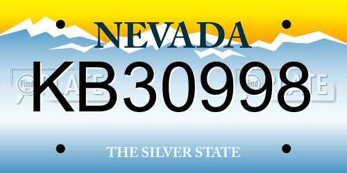 KB30998 Nevada License Plate