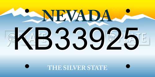 KB33925 Nevada License Plate