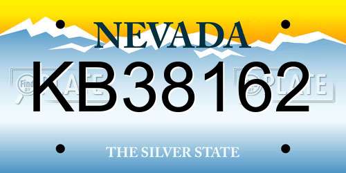 KB38162 Nevada License Plate