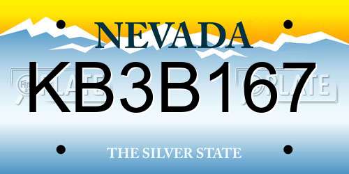 KB3B167 Nevada License Plate