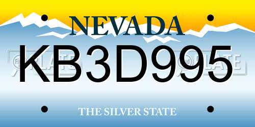 KB3D995 Nevada License Plate