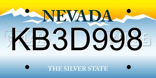 KB3D998 Nevada License Plate