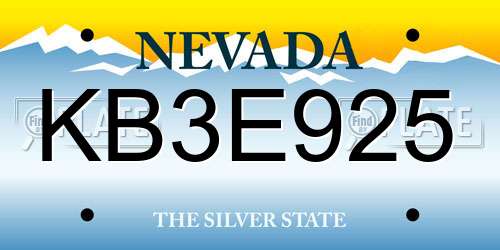 KB3E925 Nevada License Plate