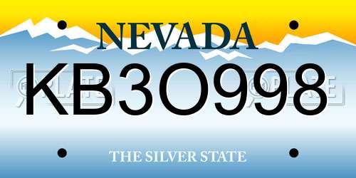 KB3O998 Nevada License Plate