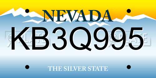 KB3Q995 Nevada License Plate
