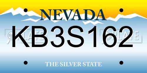 KB3S162 Nevada License Plate