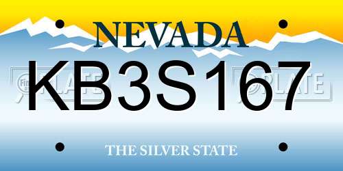 KB3S167 Nevada License Plate
