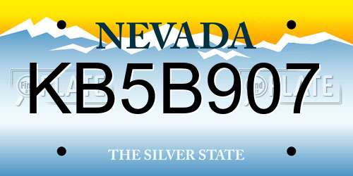 KB5B907 Nevada License Plate