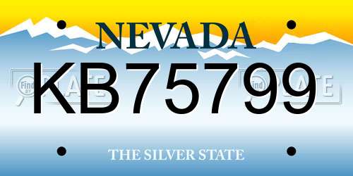 KB75799 Nevada License Plate
