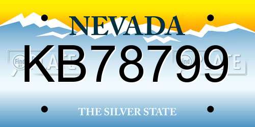 KB78799 Nevada License Plate