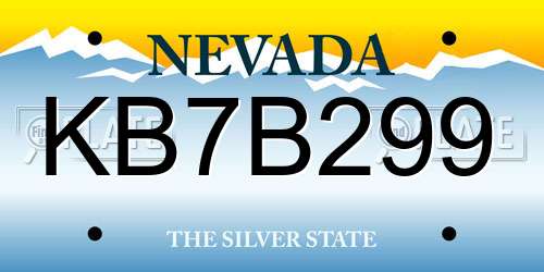 KB7B299 Nevada License Plate