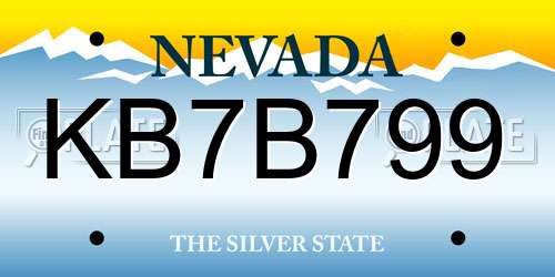 KB7B799 Nevada License Plate
