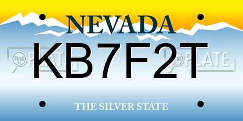 KB7F2T Nevada License Plate