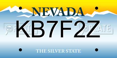 KB7F2Z Nevada License Plate