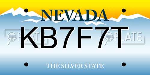 KB7F7T Nevada License Plate