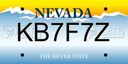 KB7F7Z Nevada License Plate