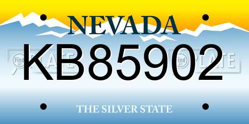 KB85902 Nevada License Plate