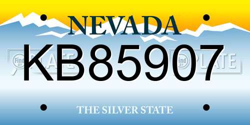 KB85907 Nevada License Plate