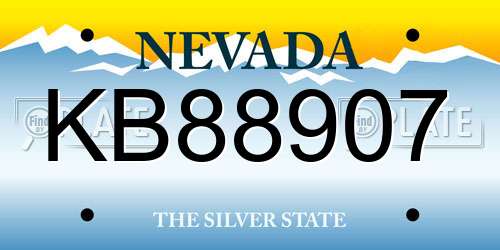 KB88907 Nevada License Plate