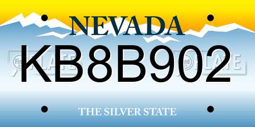 KB8B902 Nevada License Plate