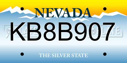 KB8B907 Nevada License Plate